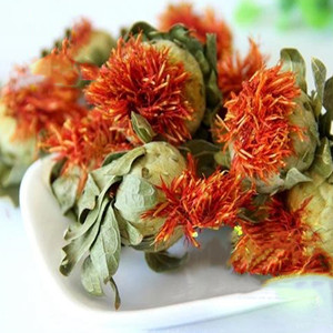 Dried Safflower with Green Leaves