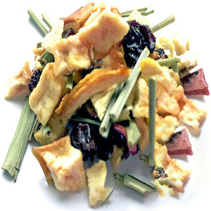 Dried lemon grass mixed with dried apple slice, sweet raisins and dried lemon peel