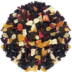 Dried hibiscus sabdariffa mixed with dried papaya, dried pineapple, dried mango, sweet raisins and dried lemon slice