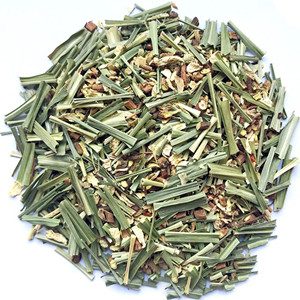 Dried canary flower mixed with dried lemon grass, licorice and dried ginger dice