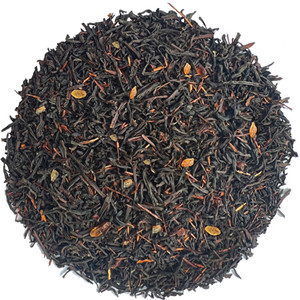 Ceylon black tea leaves mixed with dried canary flower with linear leaves