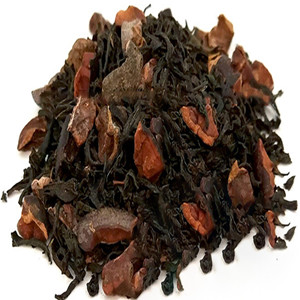 Ceylon black tea leaves mixed with cocoa bean